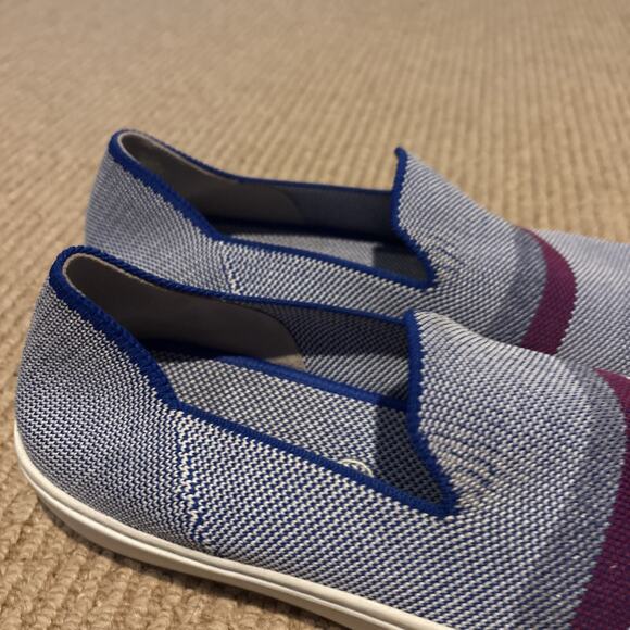 Rothy’s THE ORIGINAL Blue/White Knit Round Toe Slip On Sneakers Women’s 7.5/8 - Picture 3 of 8
